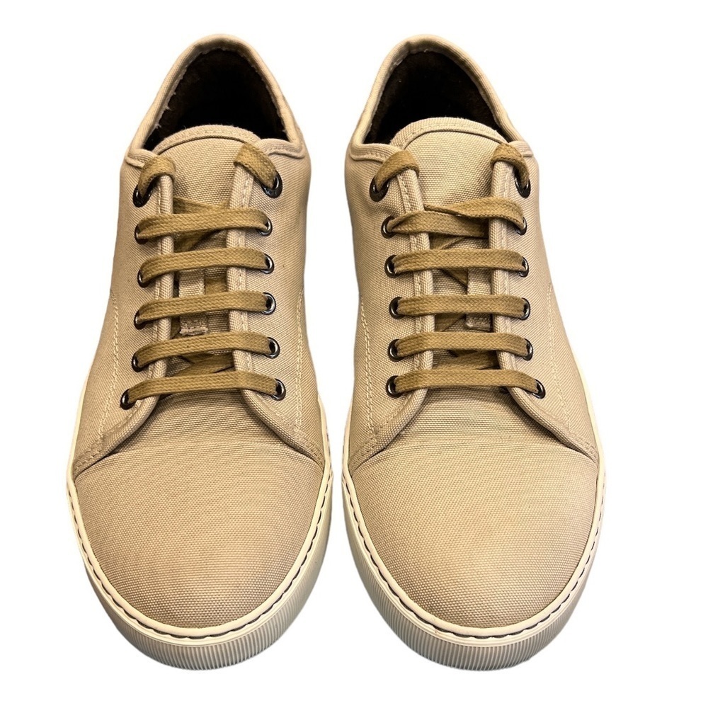 LANVIN OF PARIS TRAINER low top canvas sneakers, beige size 8